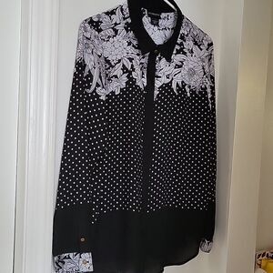 Liz Claiborne black and white organza blouse